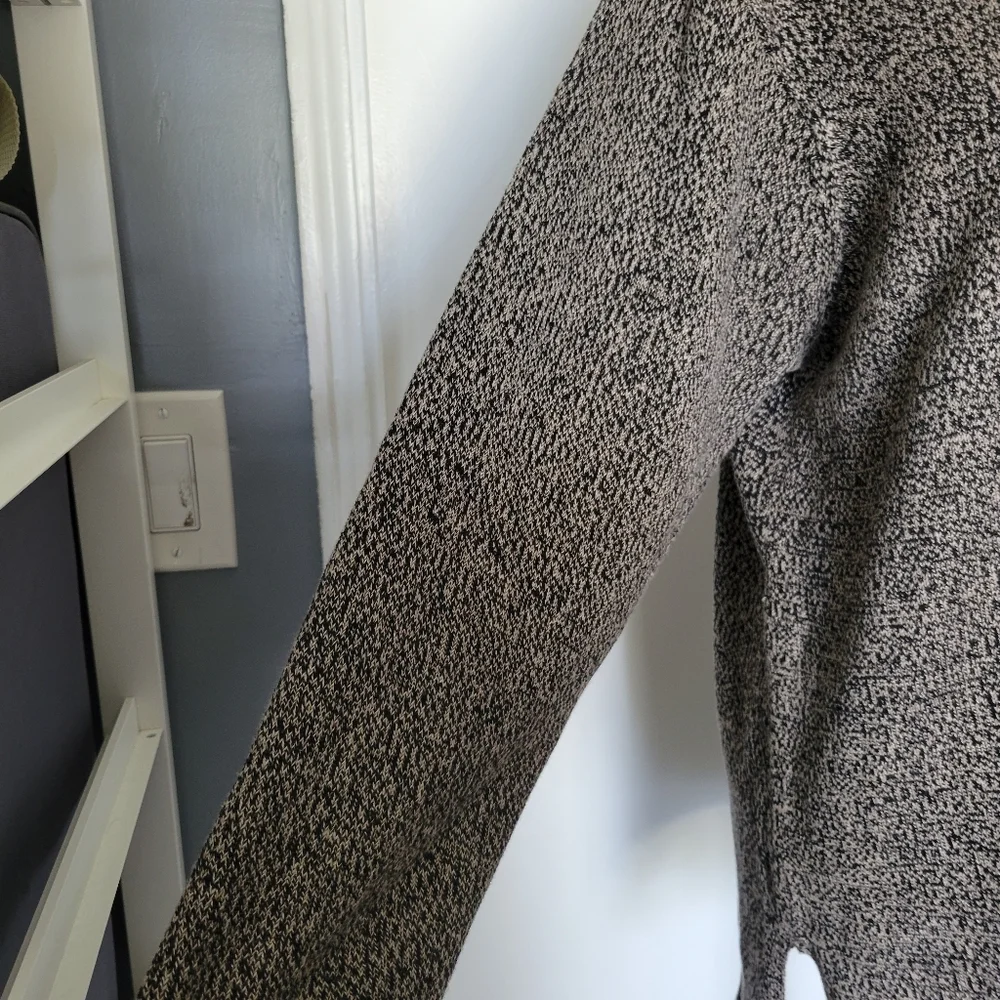 Eileen Fisher Linen‎ and Wool Salt&Pepper Open Front Cardigan Size L